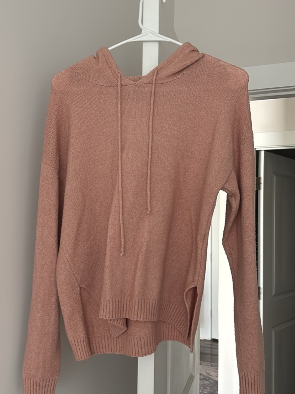 Forever 21 Blush Pink Hooded Knit Sweater